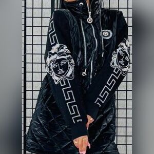 Ladies Padded Coat with beaded sleeve design . NWOT Boutique Purchase